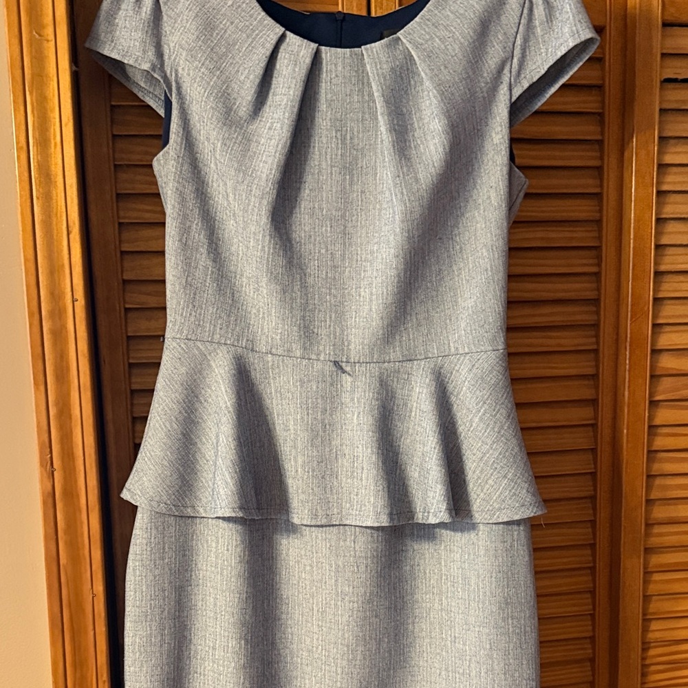 Dress Barn Gray Peplum Midi Dress